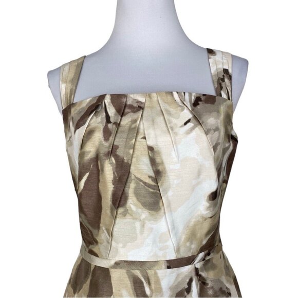 Tahari ASL Womens NWT Tan Derek Floral Square Neck‎ Sleeveless Party Dress 6/C36 - Picture 3 of 11